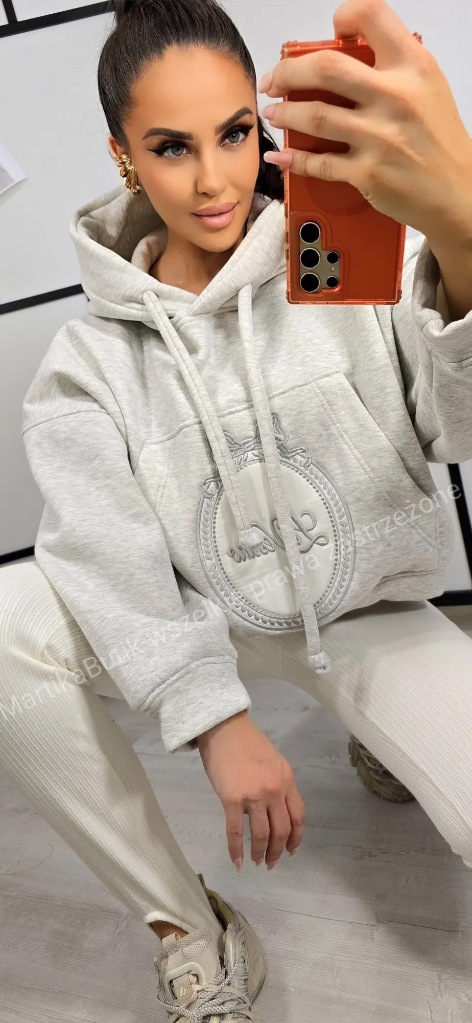 Bluza hoodie Lavestino szara