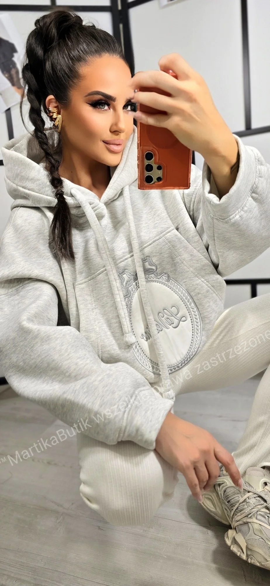 Bluza hoodie Lavestino szara