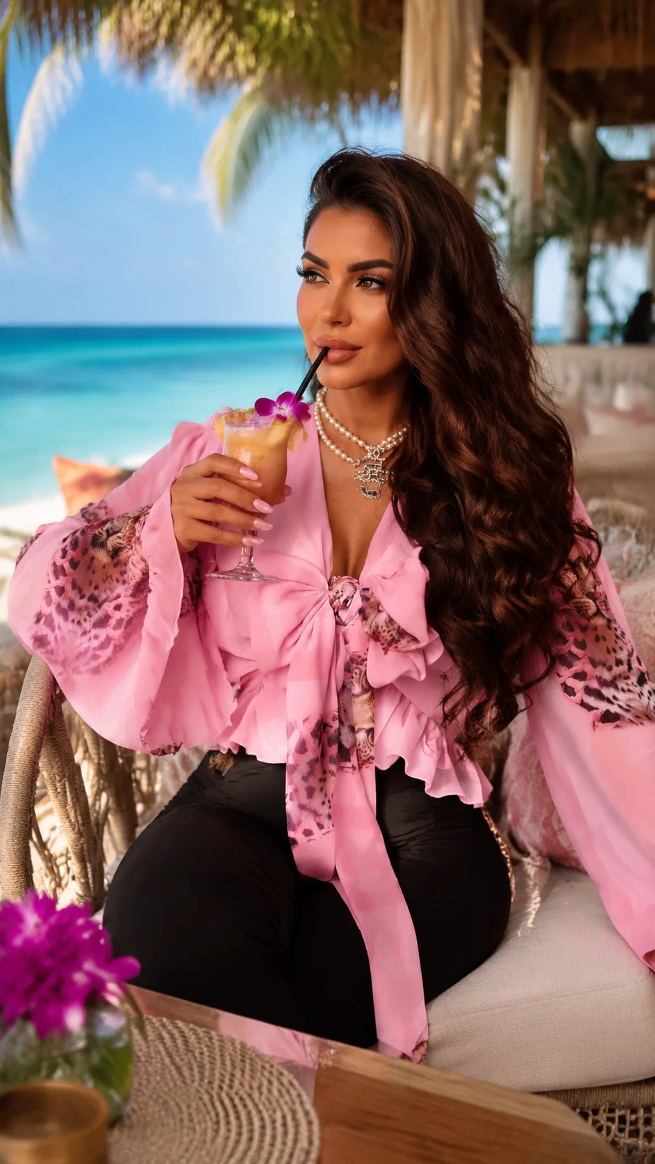 Bluzka szyfon Mr. Tiger pink LA DIVA