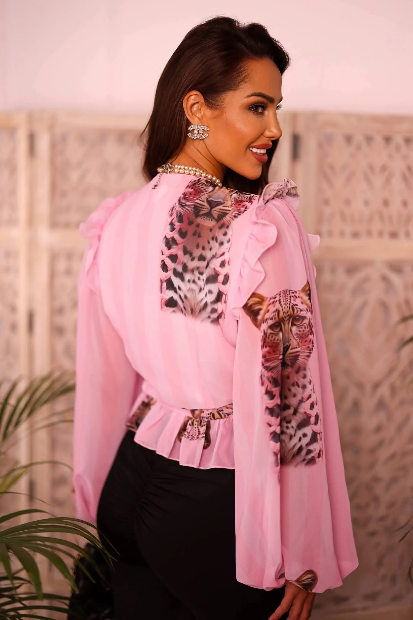 Bluzka szyfon Mr. Tiger pink LA DIVA