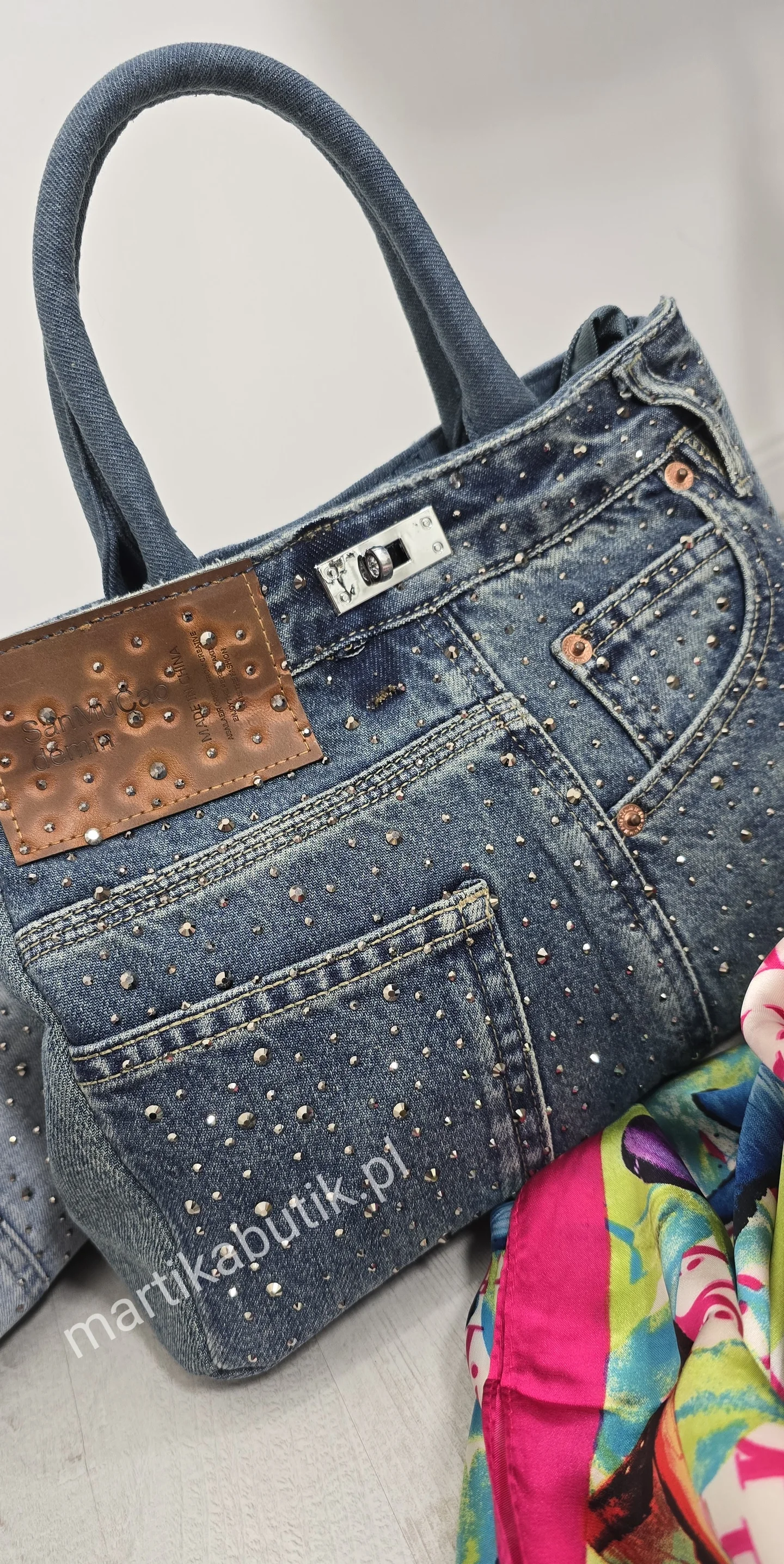 Shopperka jeansowa Bling granat