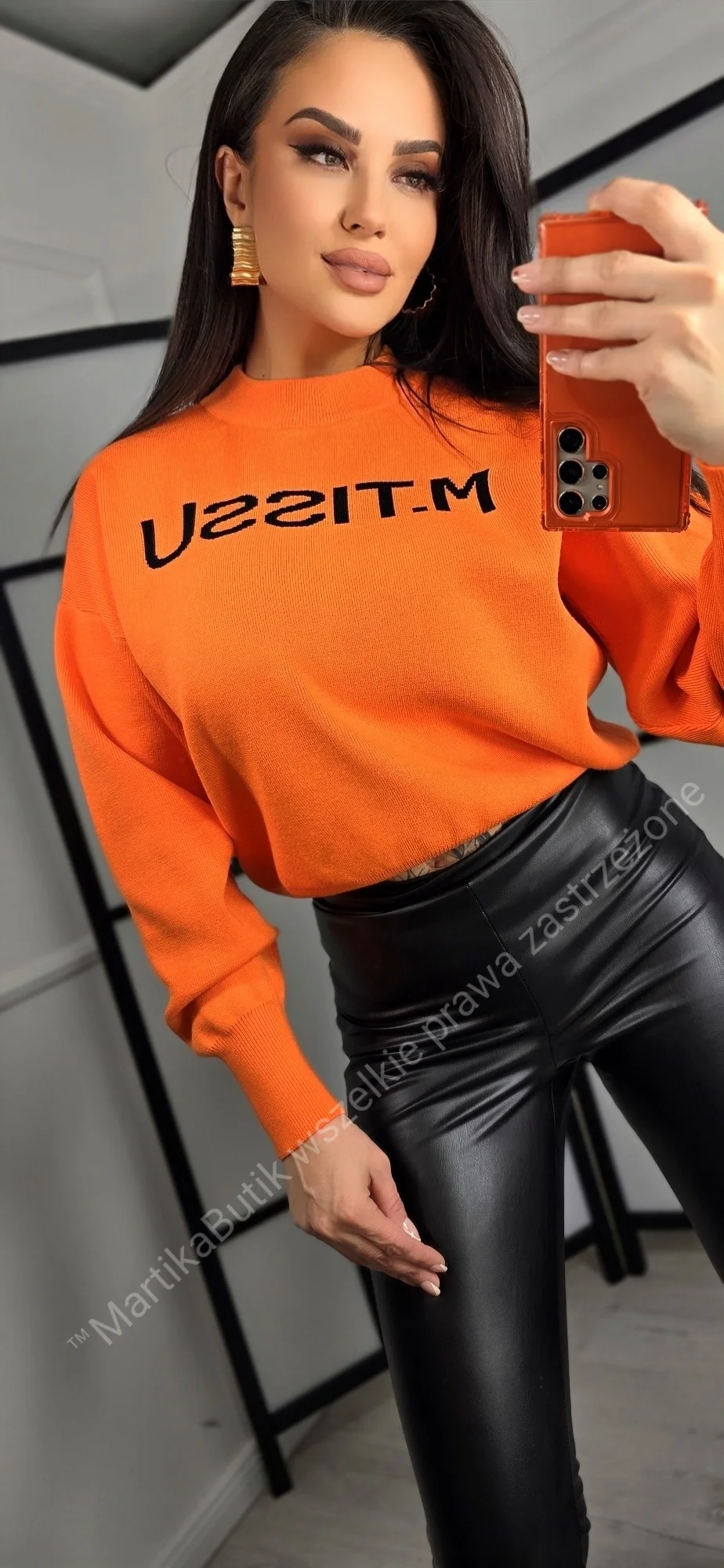 Sweter LOGO pomarańczowy M.TISSU