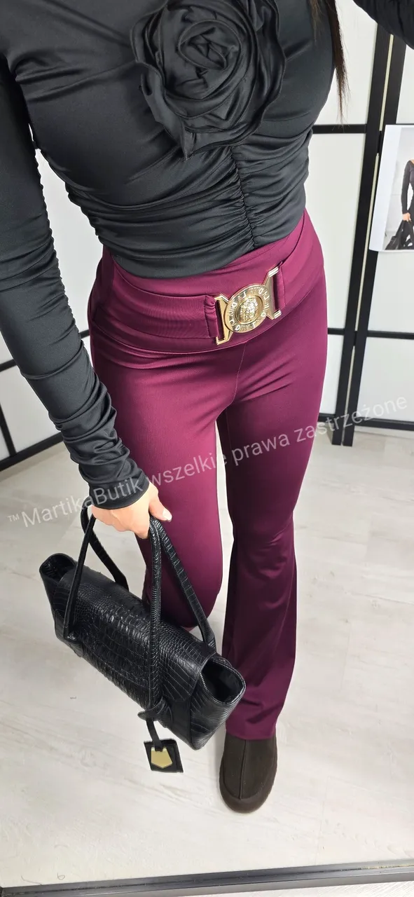 Legginsy dzwony bordo tył gładki LA DIVA