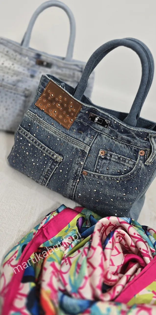 Shopperka jeansowa Bling granat