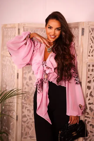 Bluzka szyfon Mr. Tiger pink LA DIVA
