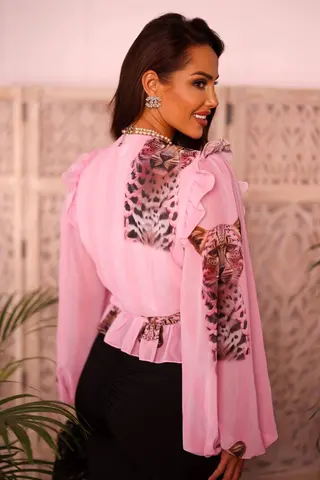 Bluzka szyfon Mr. Tiger pink LA DIVA