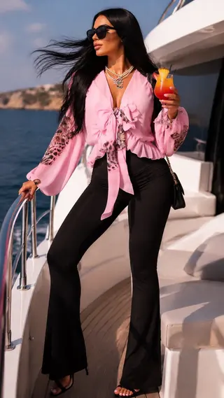 Bluzka szyfon Mr. Tiger pink LA DIVA