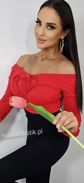 Bluzka z różą czerwona La Diva