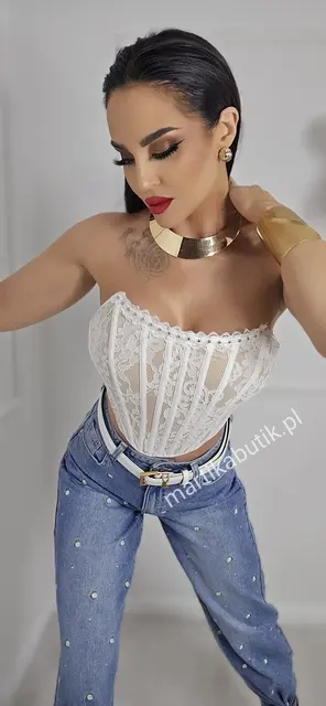 Gorset cherry biały