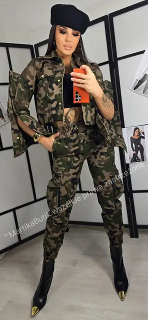 Kurtka jeansowa na napy LAVESTINO moro