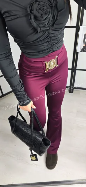 Legginsy dzwony bordo tył gładki LA DIVA