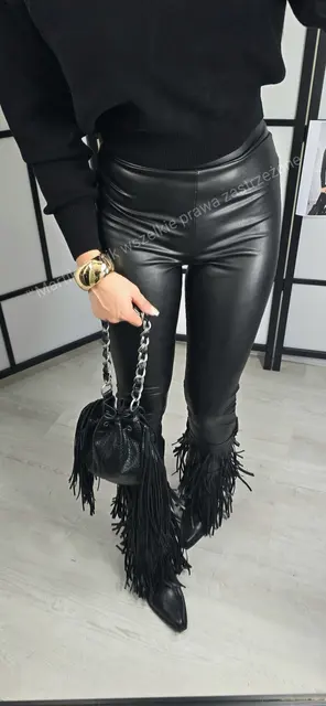 Legginsy skórzane dopasowane czarne M.TISSU