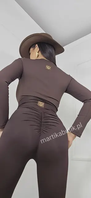 Legginsy wysoki stan ZIP czekolada La Diva