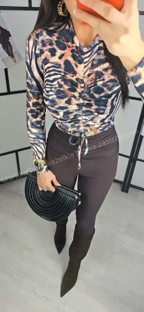 Legginsy z marszczeniem czekoladowe LA DIVA