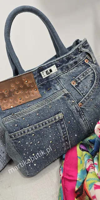 Shopperka jeansowa Bling granat