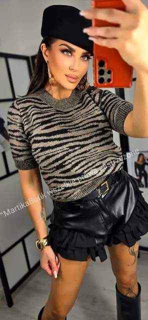 Sweter zebra z połyskiem
